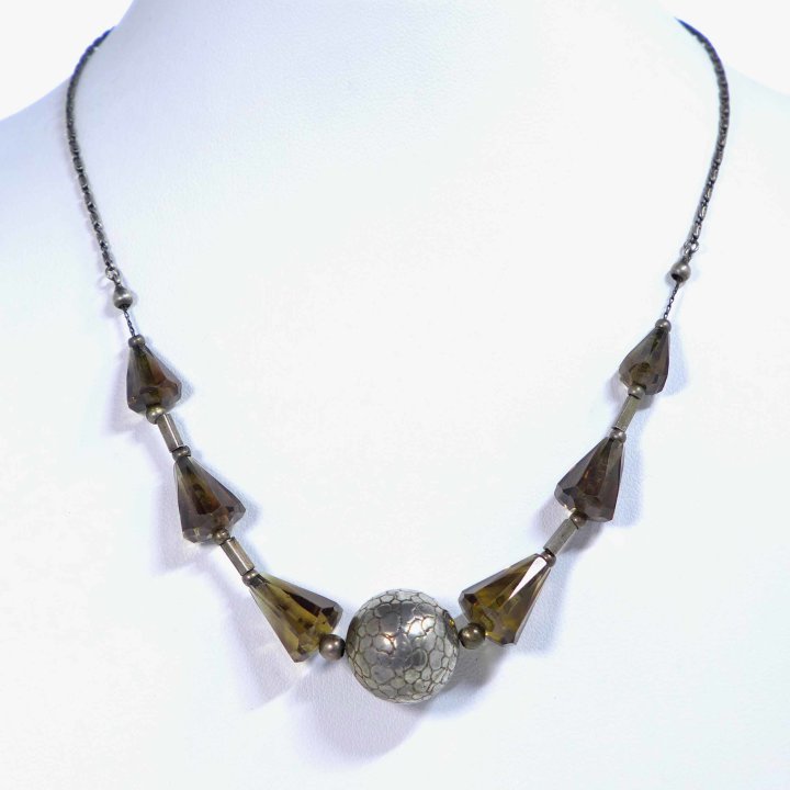 W. Leyser - Art Deco necklace with smoky quartz