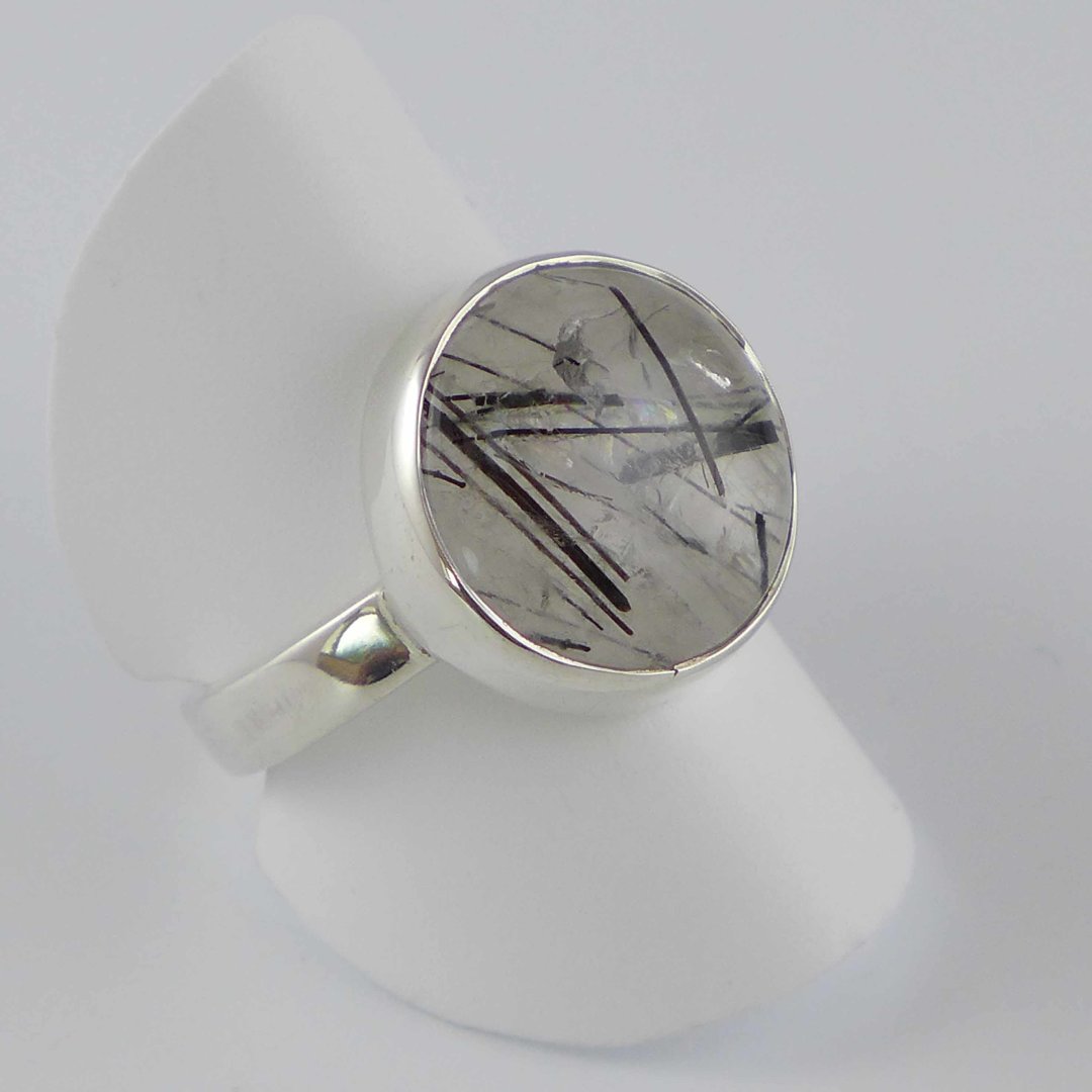 Ring with Schörl quartz