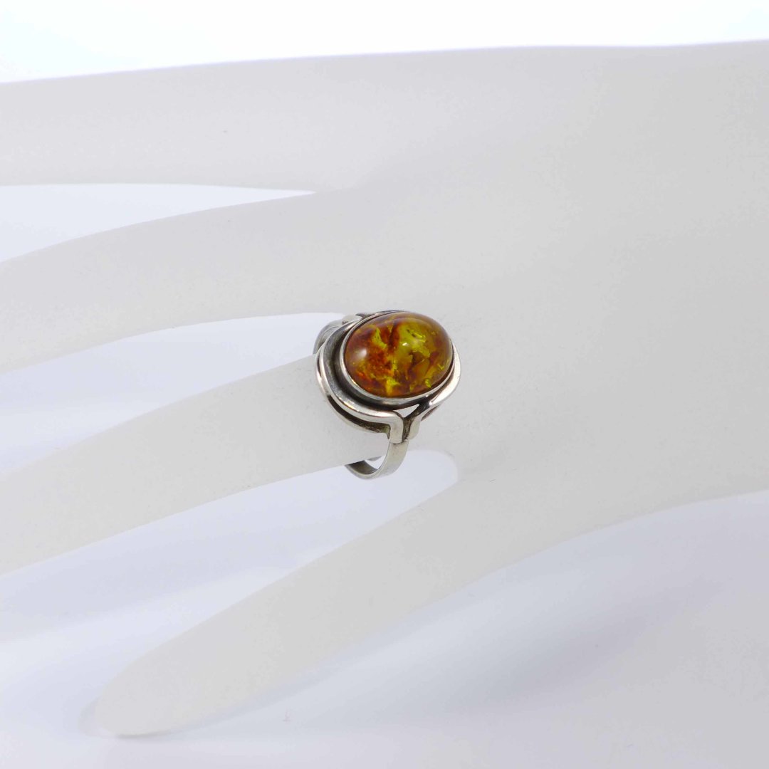 Fischland - Ring with dark amber cabochon
