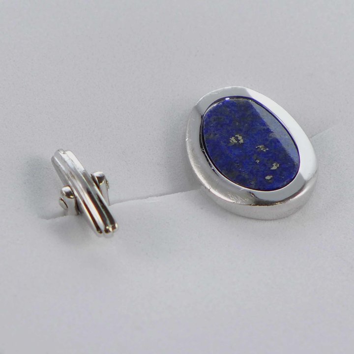 Oval cufflinks with lapis lazuli