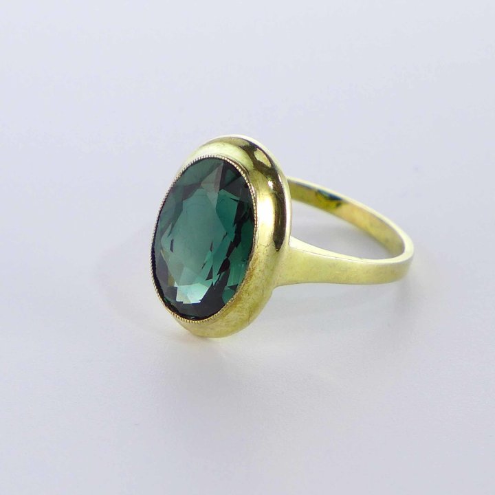 Gold plated ring with tourmaline stone