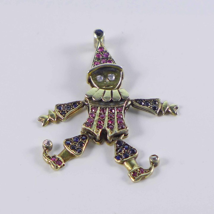 Harlequin pendant with sapphires, rubies and diamonds