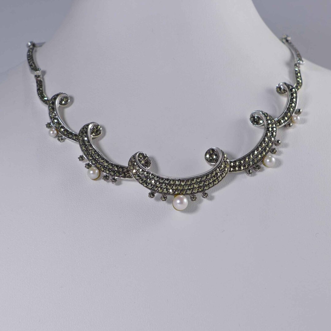 L. Heidelberger GmbH - Necklace with marcasite and pearls