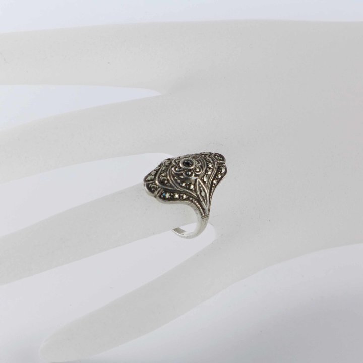 Silver ring with marcasites from the 1950s