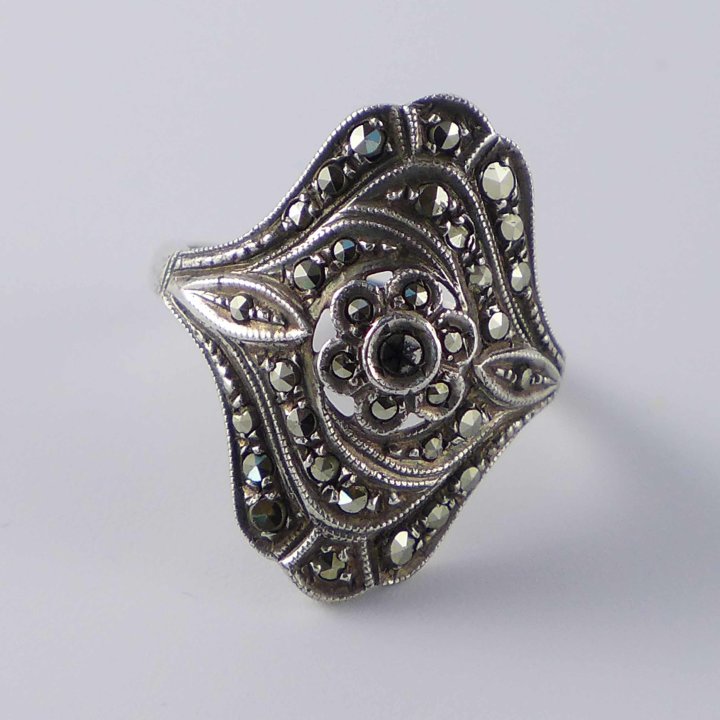Silver ring with marcasites from the 1950s