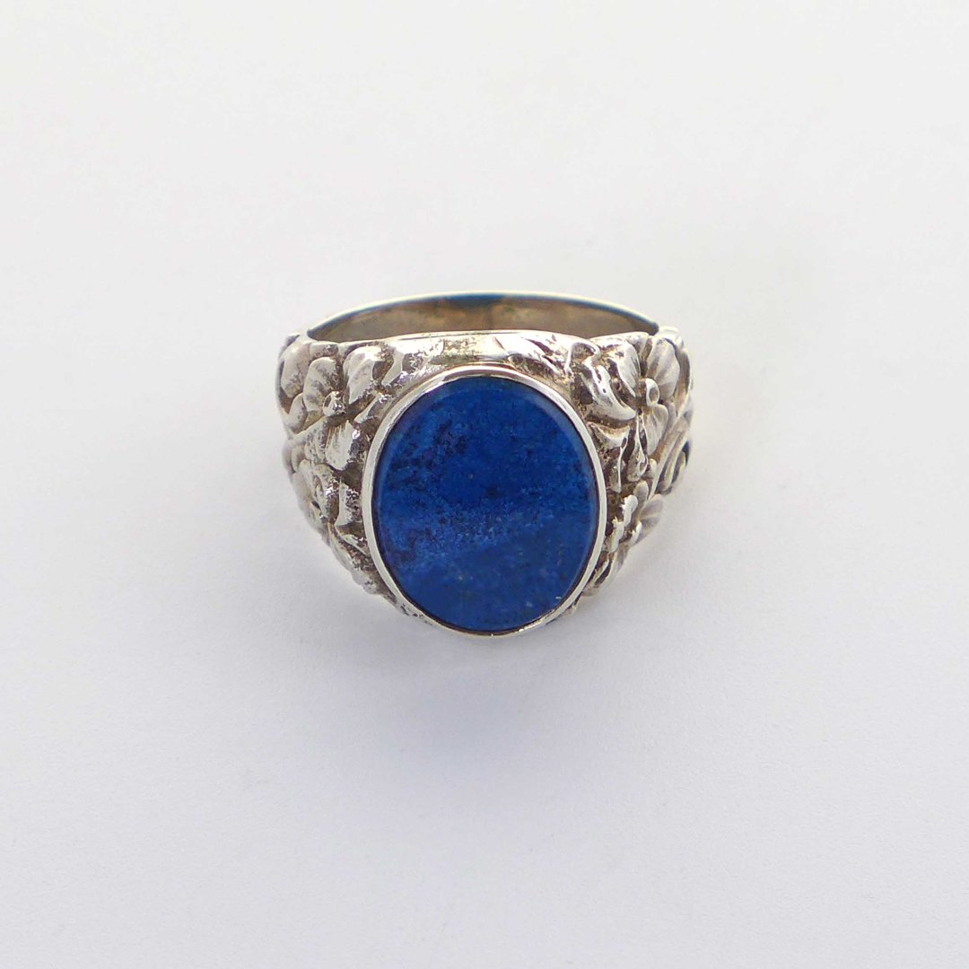 Mens ring in silver with german lapis