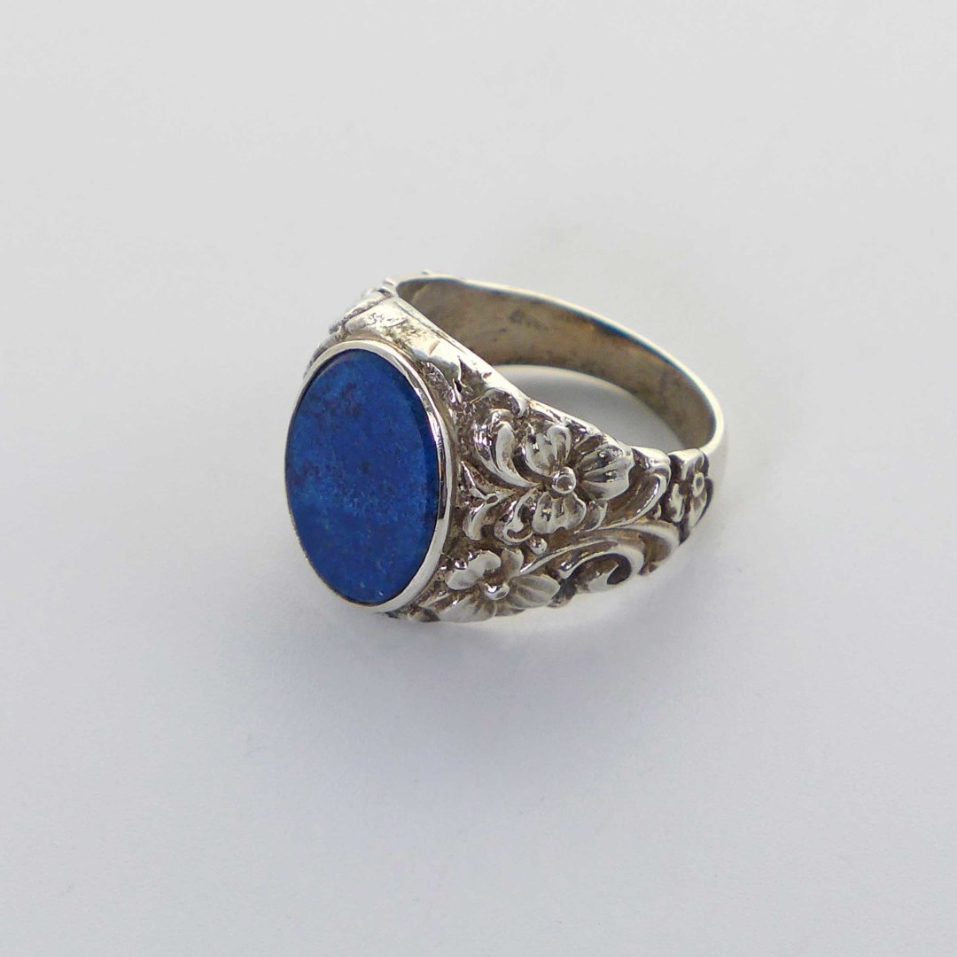 Mens ring in silver with german lapis
