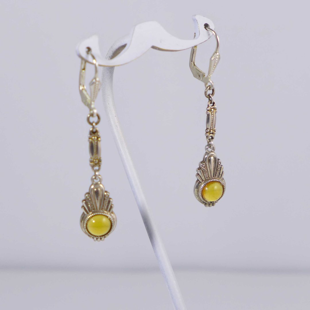 Art Deco earrings with light amber