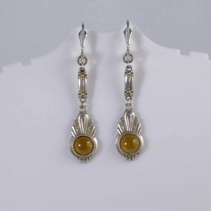 Art Deco earrings with light amber