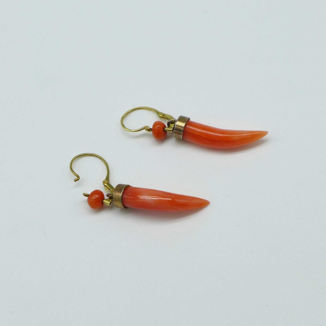Golden coral earrings from the turn of the century