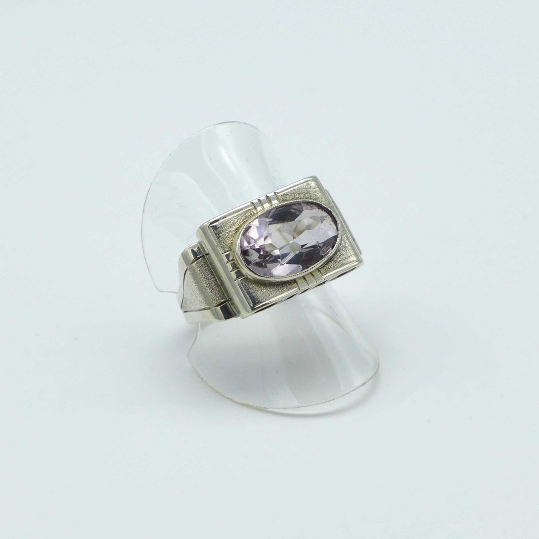 Breiter Art Déco Ring mit Lavendel-Amethyst