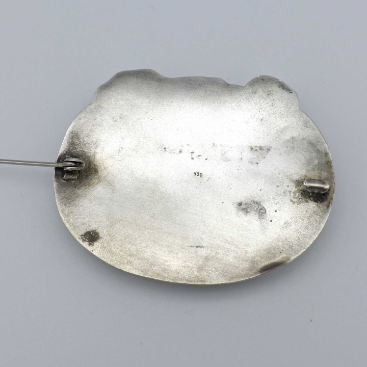 Geared silver brooch with german lapis