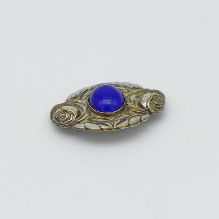 Art Nouveau Brooch with blue Pate de verre