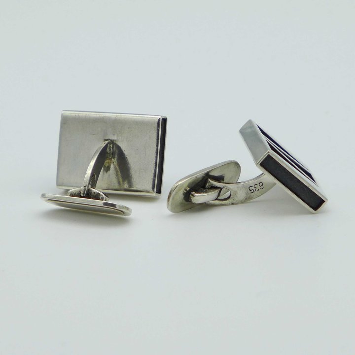 Graphical cufflinks in silver with ebony