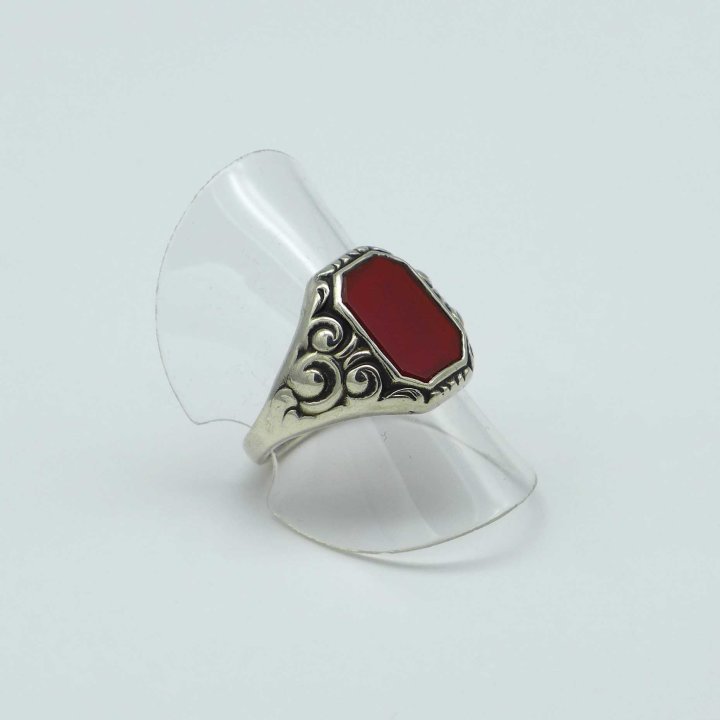 Mens Ring with Art Nouveau Carnelian