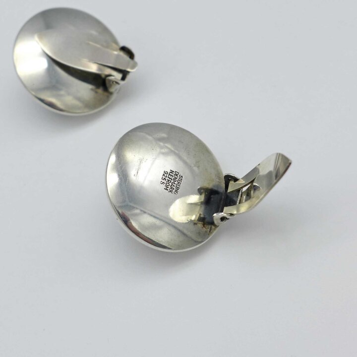 N.E. From - Silber Ohrclips mit Bernstein