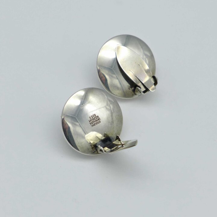 N.E. From - Silber Ohrclips mit Bernstein