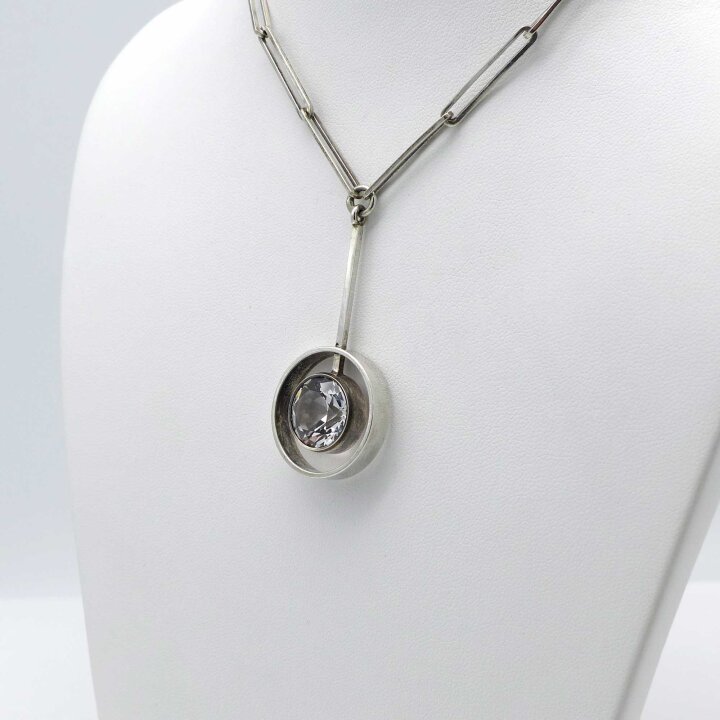 N.E. From - Long silver necklace with rock crystal