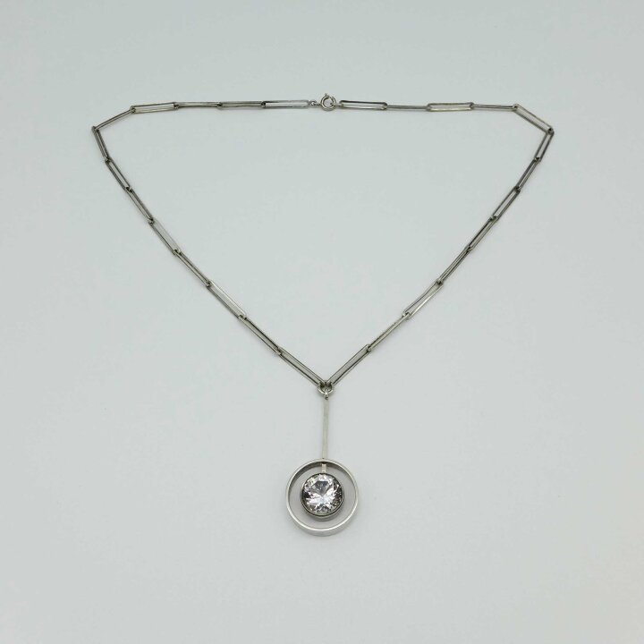 N.E. From - Long silver necklace with rock crystal