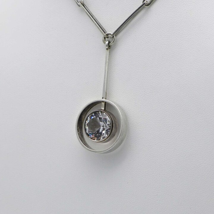 N.E. From - Long silver necklace with rock crystal