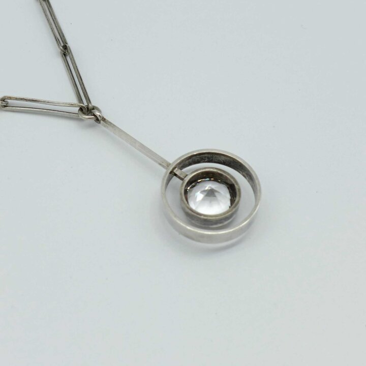 N.E. From - Long silver necklace with rock crystal