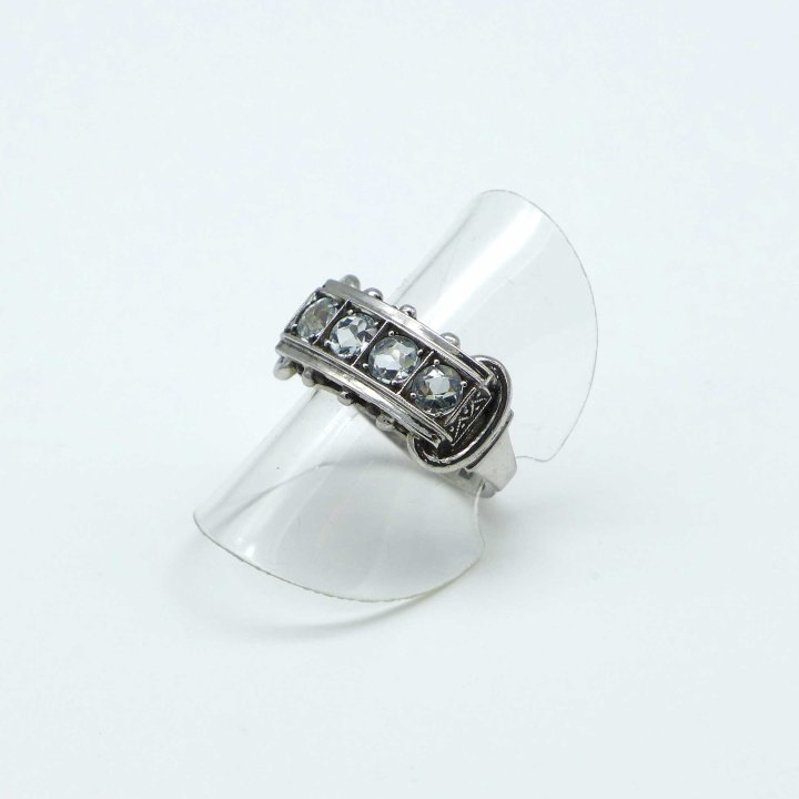 Art Deco Ring with Genuine Aquamarines