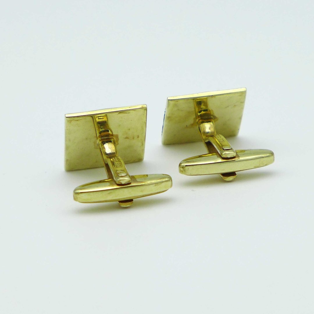 Graphic Cufflinks in Gold with Lapis Lazuli