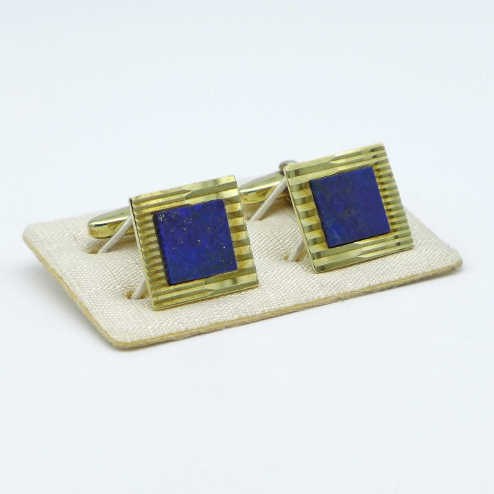 Graphic Cufflinks in Gold with Lapis Lazuli