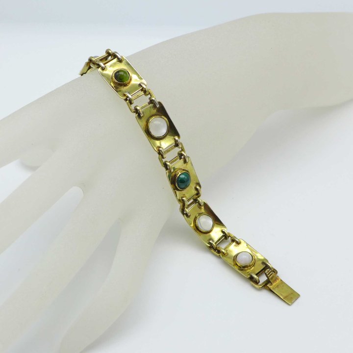 Gold-plated bracelet with colourful gemstones