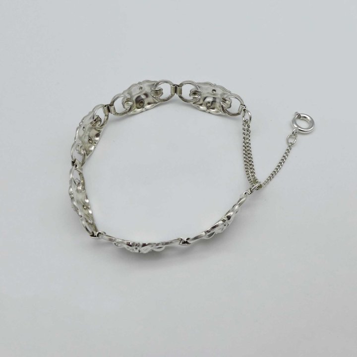 Silver bracelet with gentian flowers