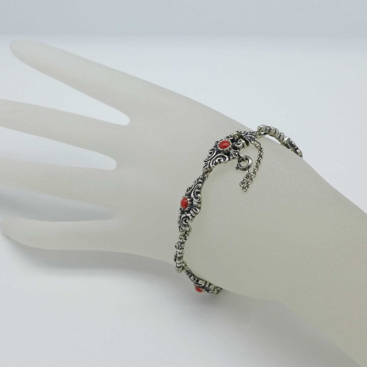 Silver bracelet with corals