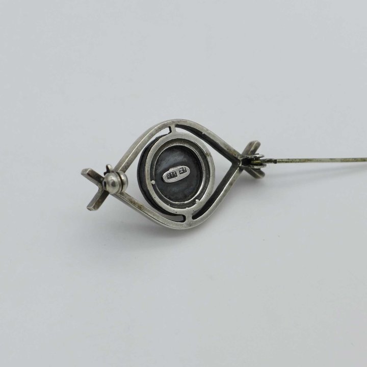 Gustav Hauber - Silver brooch with rose quartz