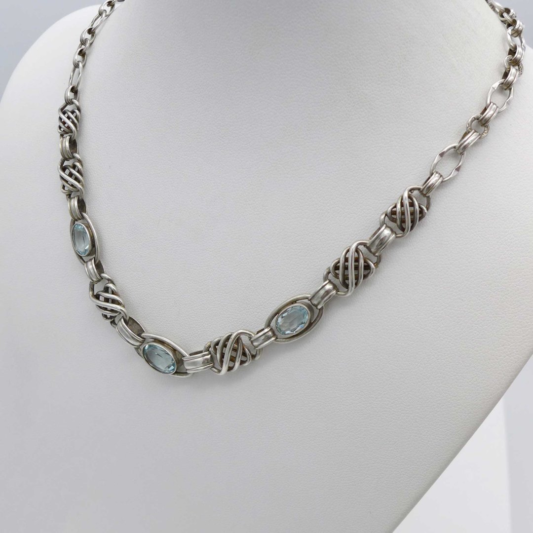 Andreas Daub - Silver necklace with light blue stones