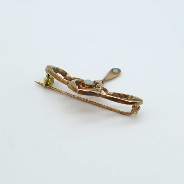 Rose gold art nouveau brooch with opals