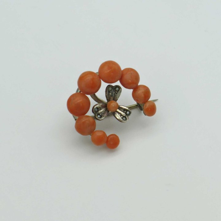 Horseshoe brooch with corals