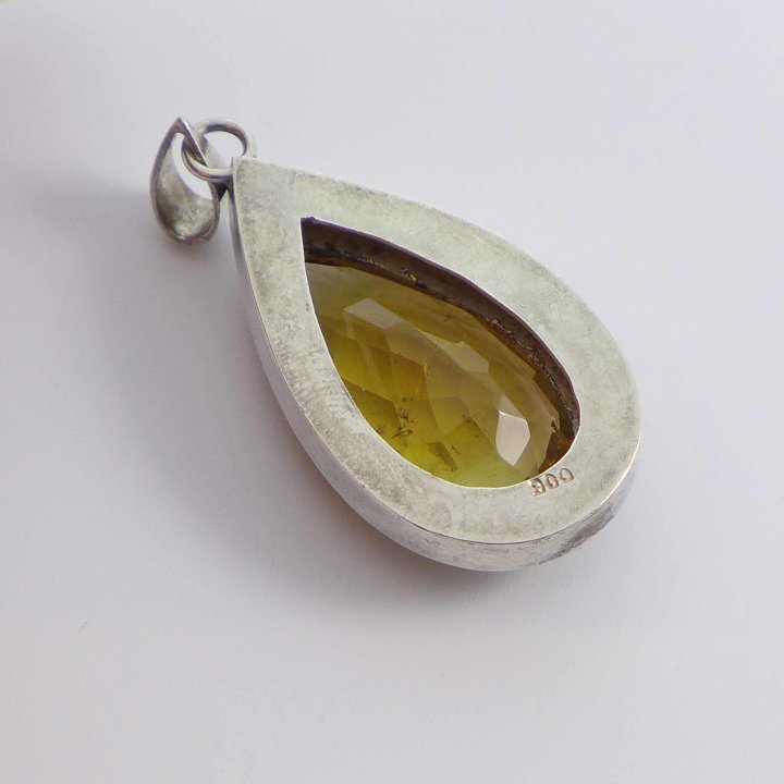 Large citrine drop in silver