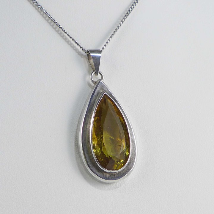 Large citrine drop in silver