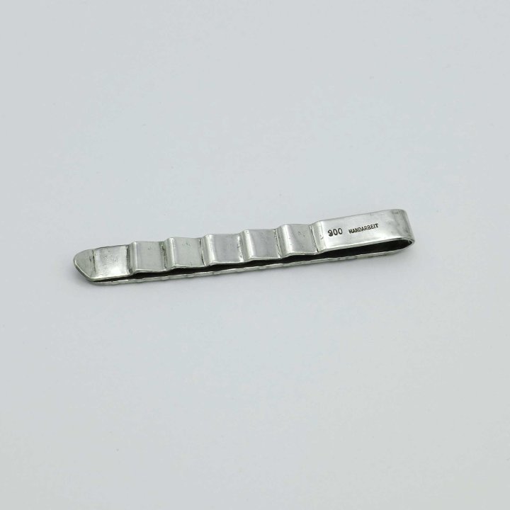 Silver tie clip with monogram EM