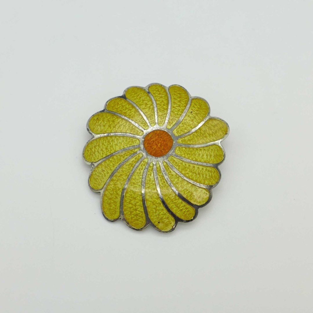 Sonnenblume Email-Brosche aus Mexiko