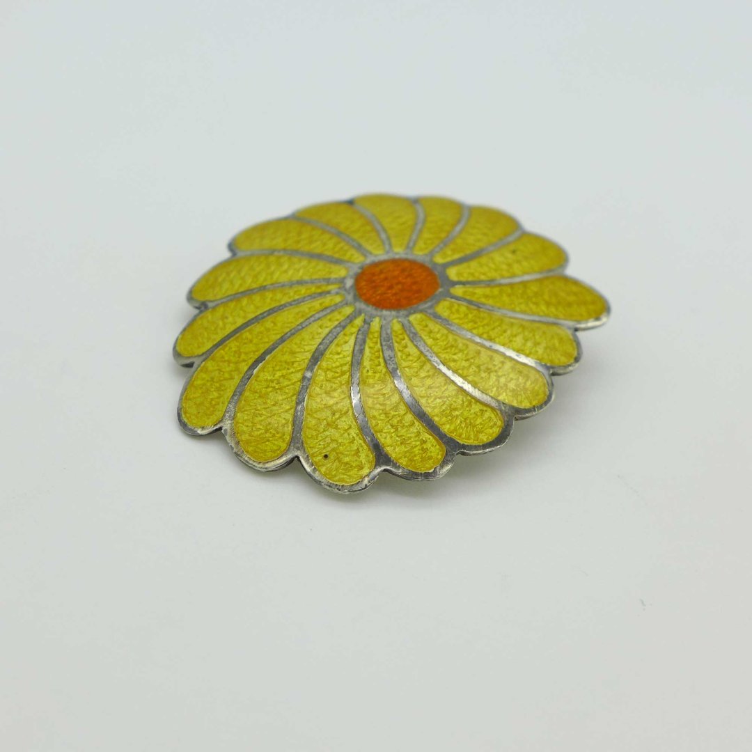 Sunflower enamel brooch from Mexico
