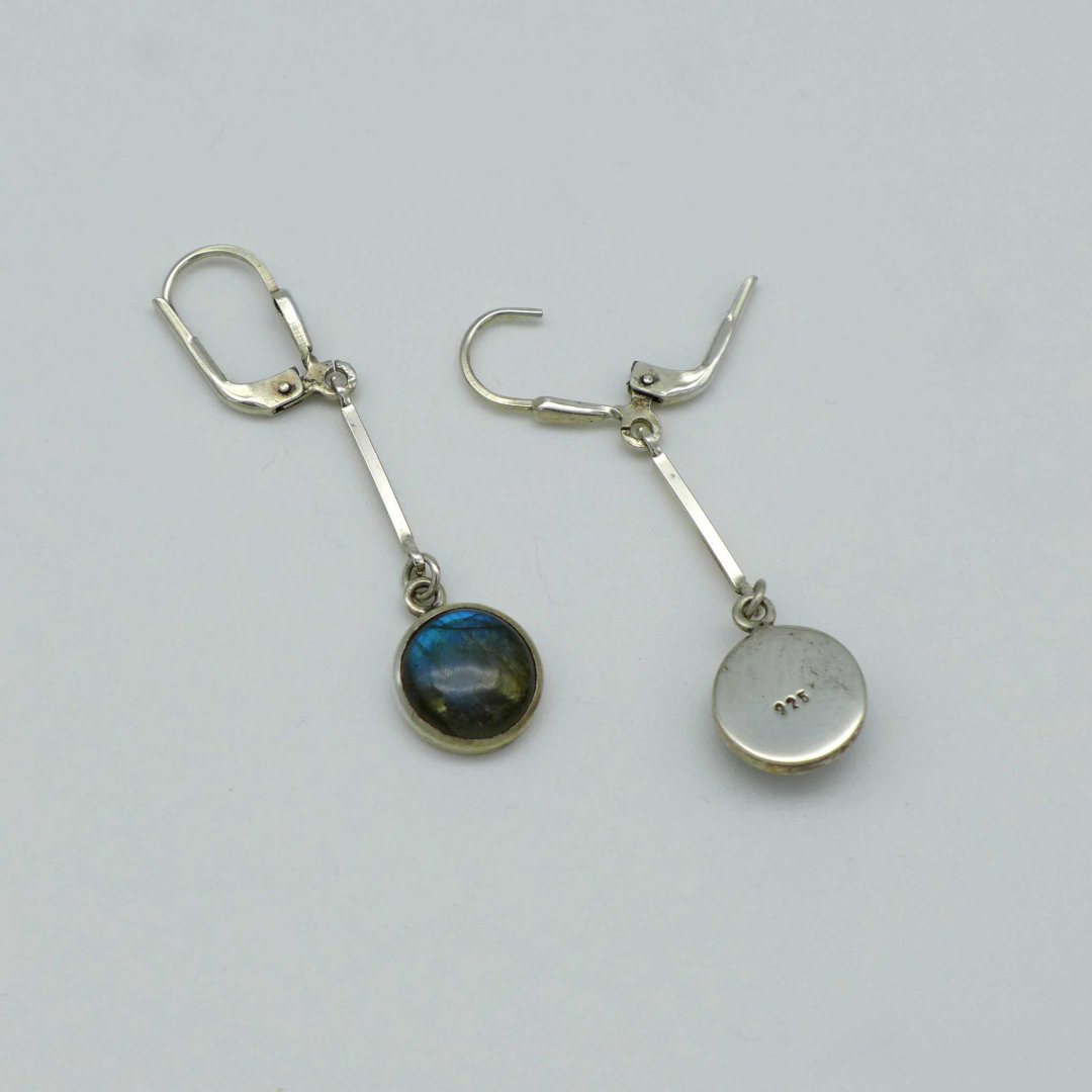 Silver earrings with labradorite