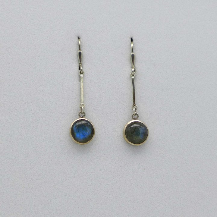 Silver earrings with labradorite