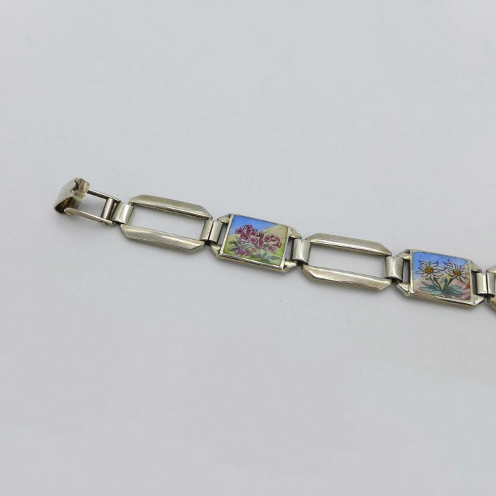 Enamel bracelet with alpine flowers