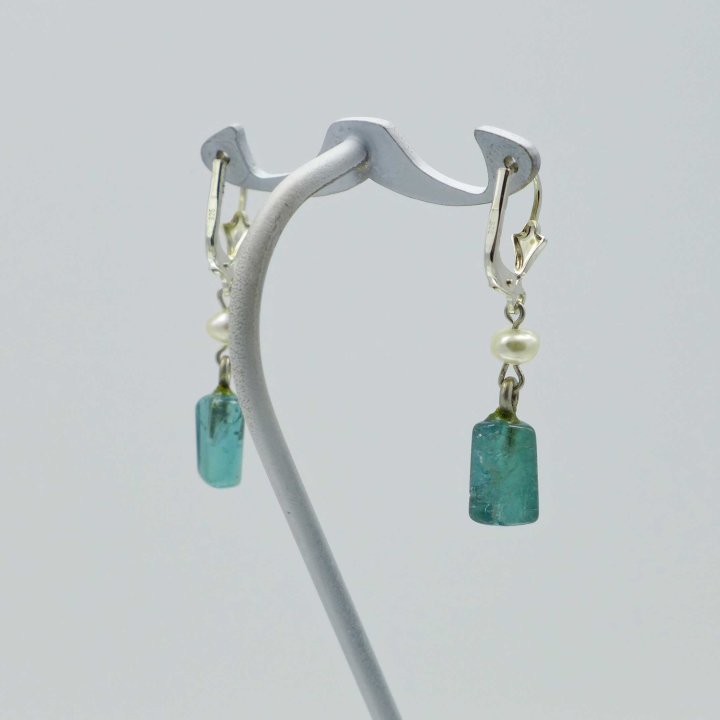 Silver earrings with blue tourmalines