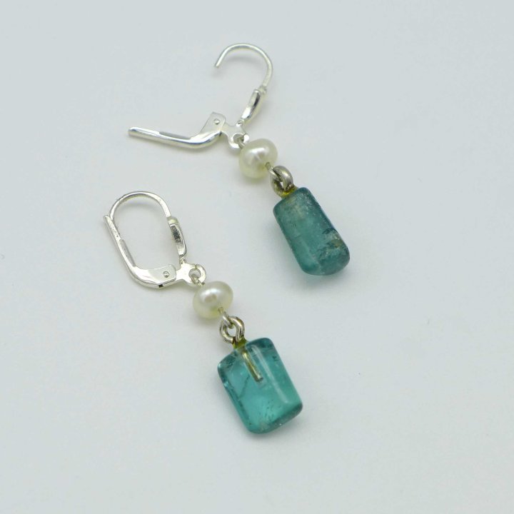Silver earrings with blue tourmalines