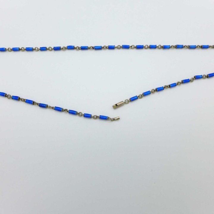 Blue enamel necklace in silver