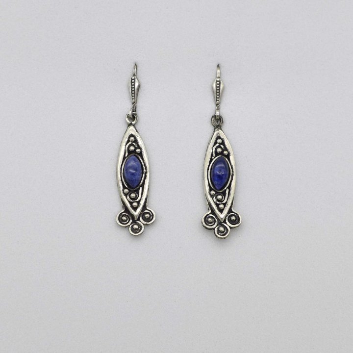 Silver earrings with sodalite