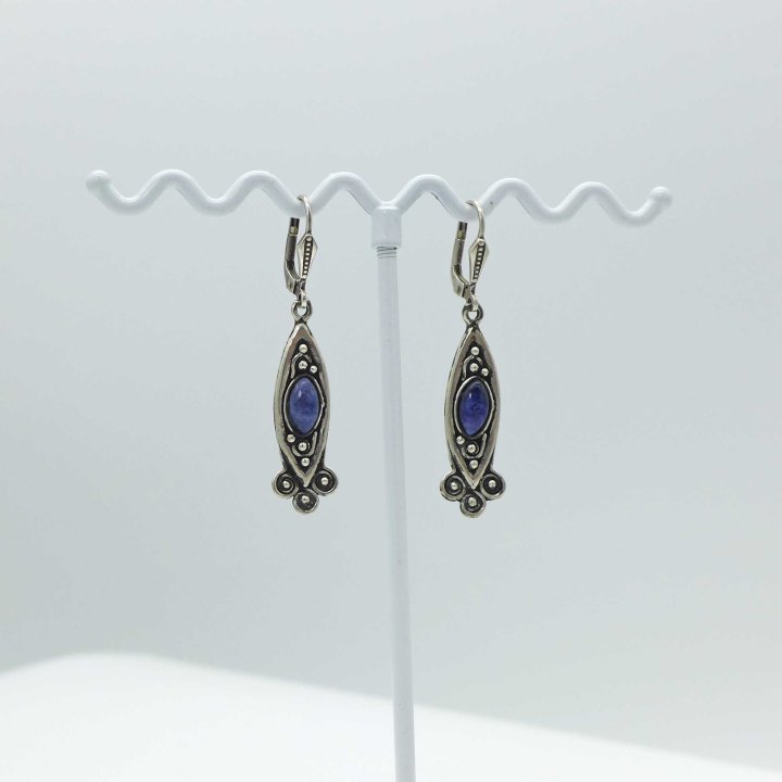 Silver earrings with sodalite