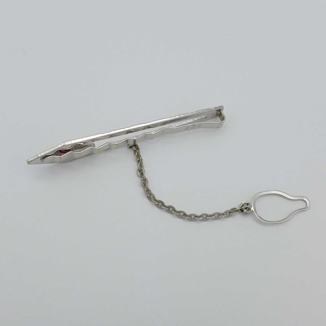 White Gold Tie Bar with Ruby