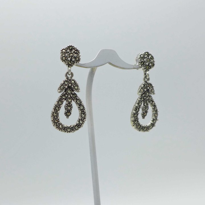 Long ear studs with marcasites